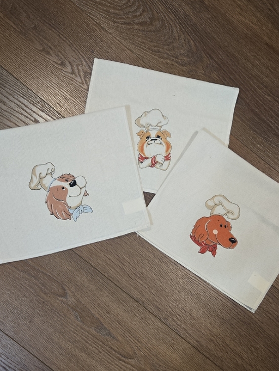 Other - THREE COTTON KITCHEN TOWELS WITH DOG THEME... #7943